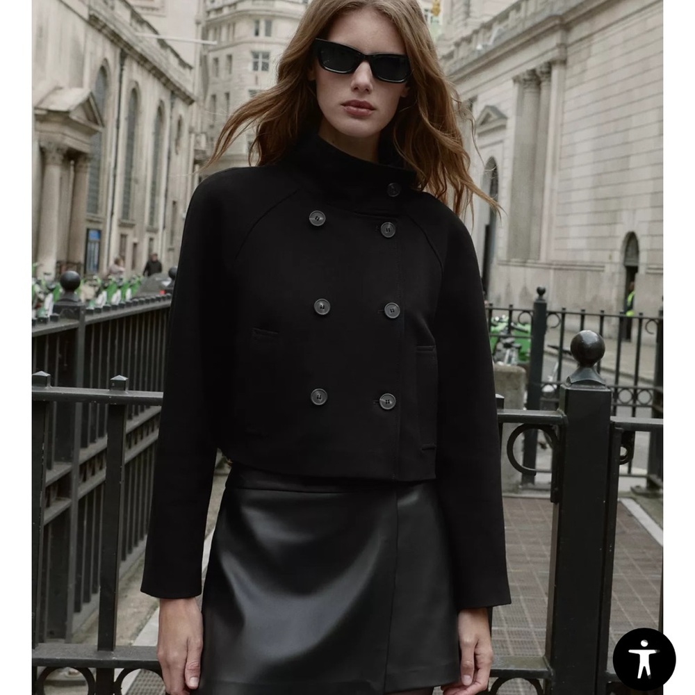 Zara FAUX LEATHER SPLIT SKIRT WITH OVERLAP DETAIL